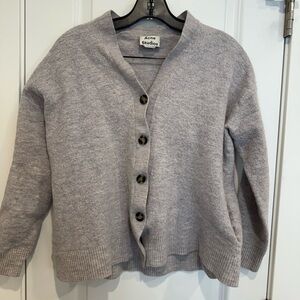 Acne Studios Grey V-Neck Cardigan XS(SHRUNKEN - Read Details)